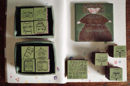 Hanen Studio _ Rubber Stamps _ Daily Life Series / Kitty Bicycle