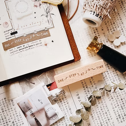 PensPapersPlanner Rubber Stamp _ One step at a time (Long)