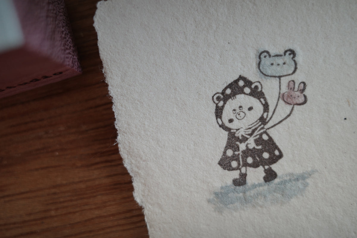 Hanen Studio _ Rubber Stamp _ Little Animal Friends Series / Balloon Bear