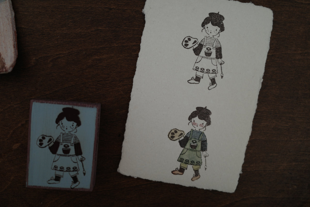 Hanen Studio x Kaia _ Rubber Stamp _  Freckles Girl Vol 2 Series / Little Painter
