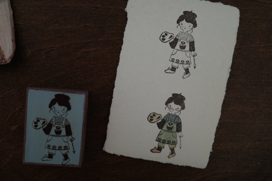 Hanen Studio x Kaia _ Rubber Stamp _  Freckles Girl Vol 2 Series / Little Painter