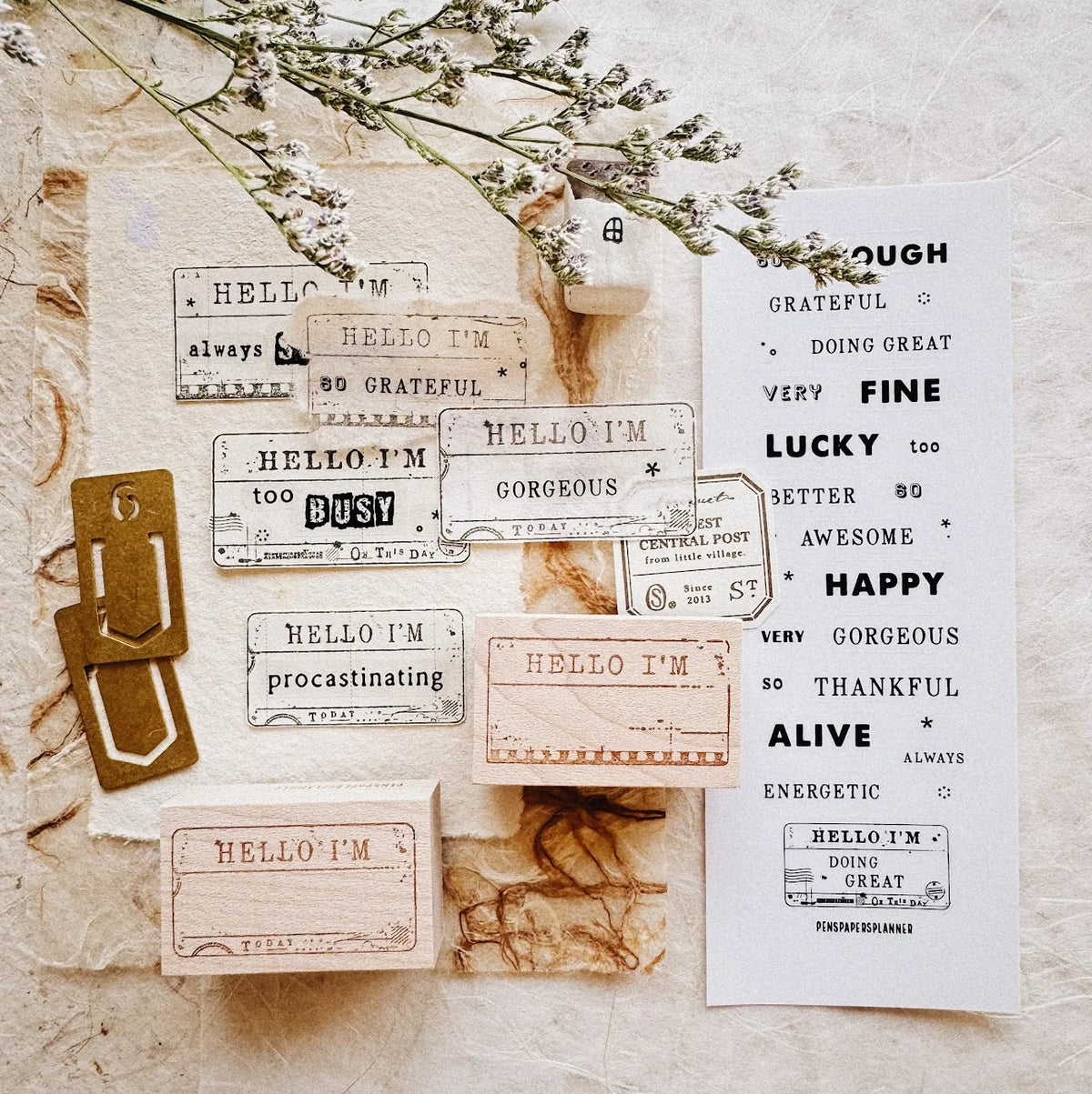 PensPapersPlanner Rubber Stamp _  Series 7 _ Hello I'm