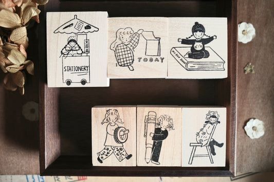 Hanen Studio _ Rubber Stamp _  Stationery Girl Series / Stationery Cart