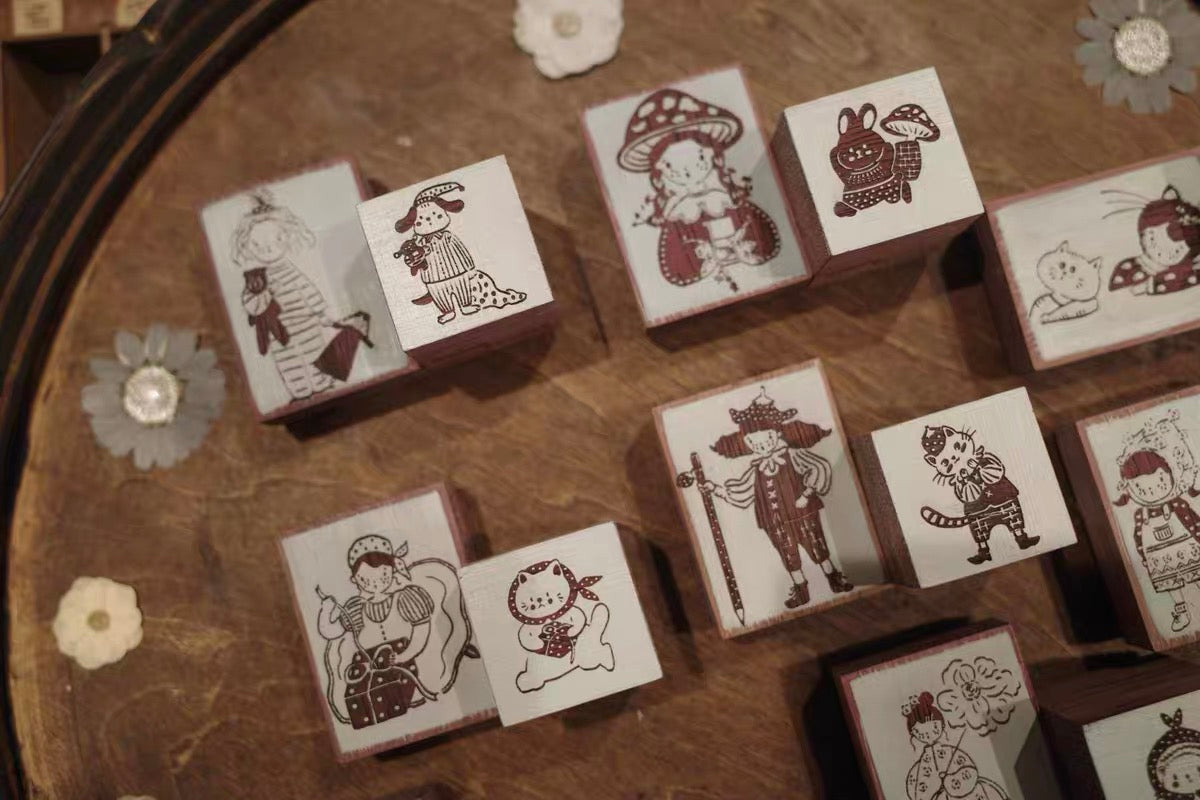 Hanen Studio _ Rubber Stamp _ Little Animal Friends Series / Holding Gift
