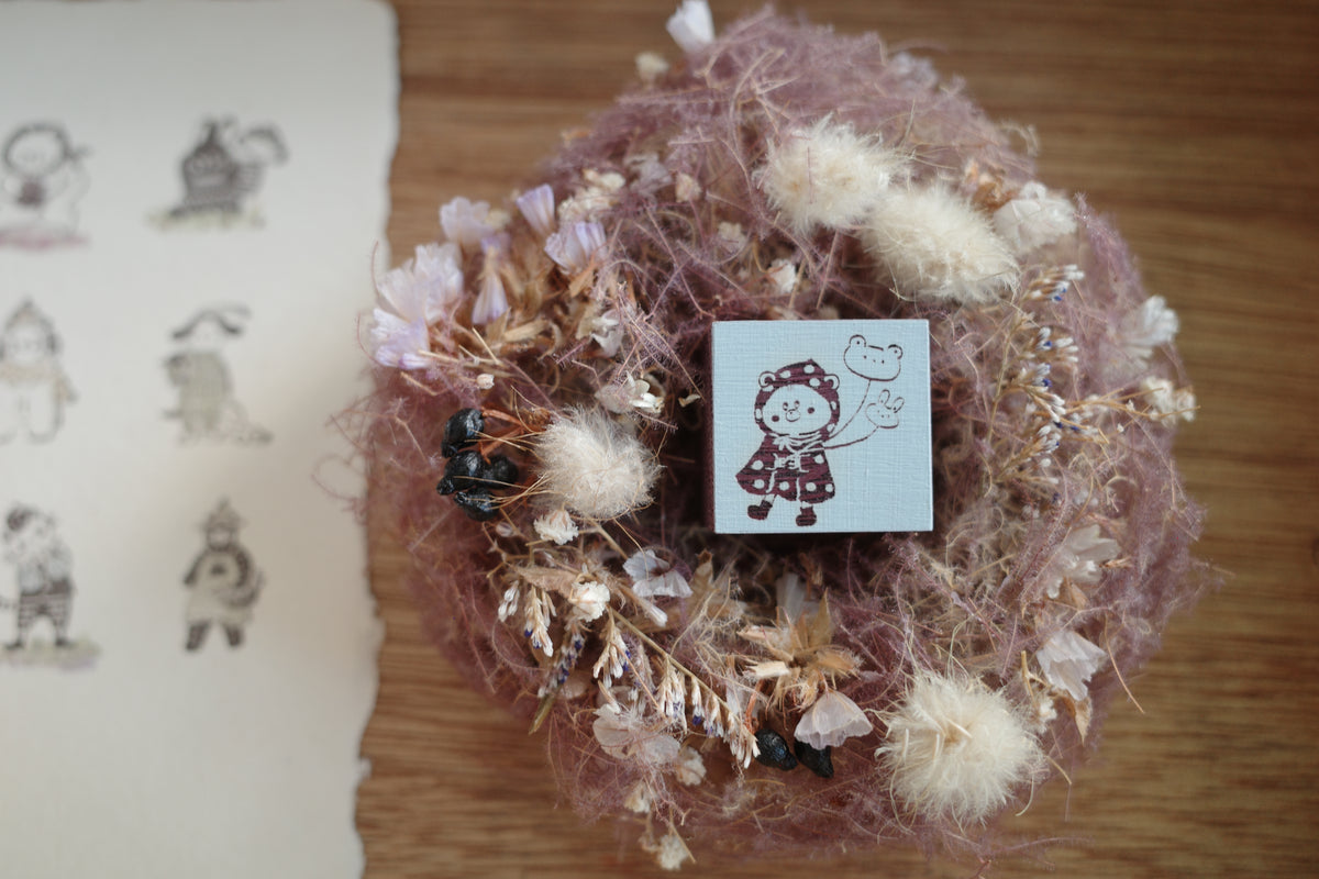 Hanen Studio _ Rubber Stamp _ Little Animal Friends Series / Balloon Bear