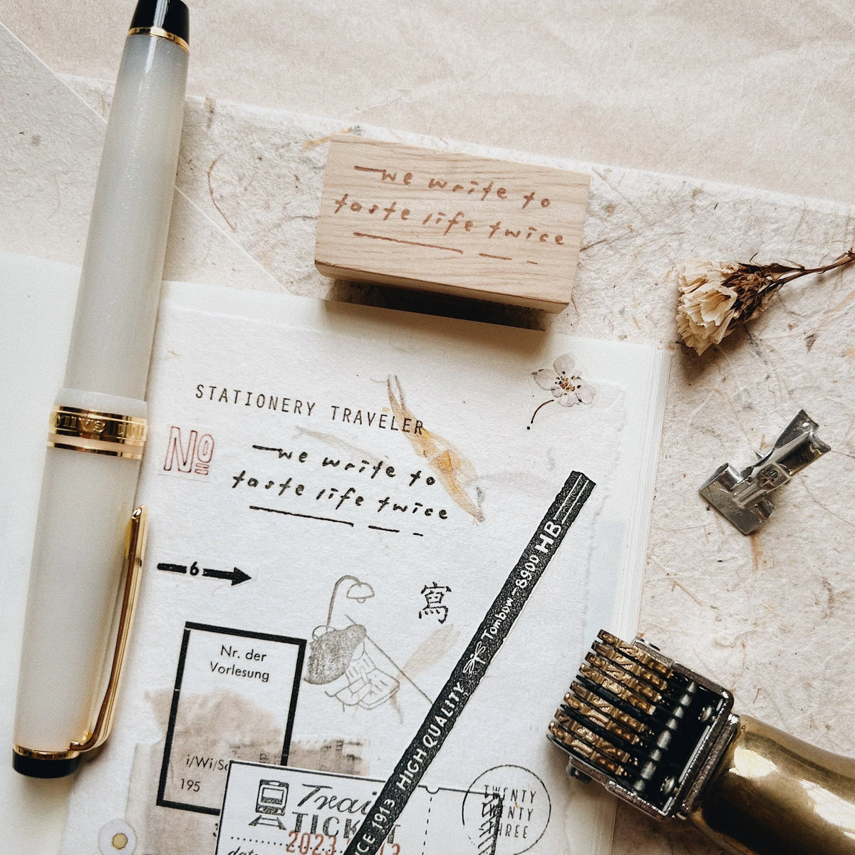 PensPapersPlanner Rubber Stamp _ We write to taste life twice