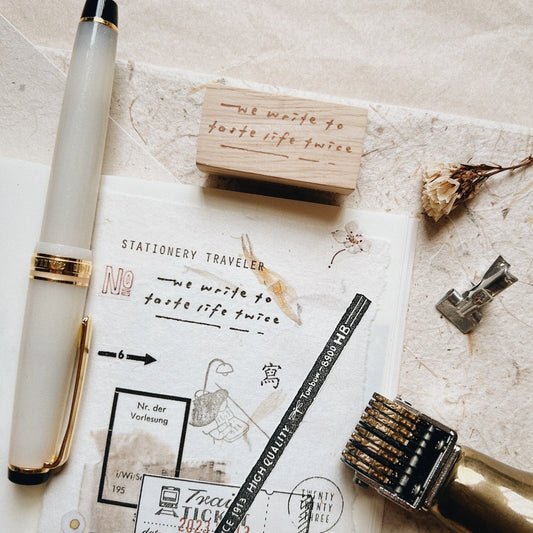 PensPapersPlanner Rubber Stamp _ We write to taste life twice