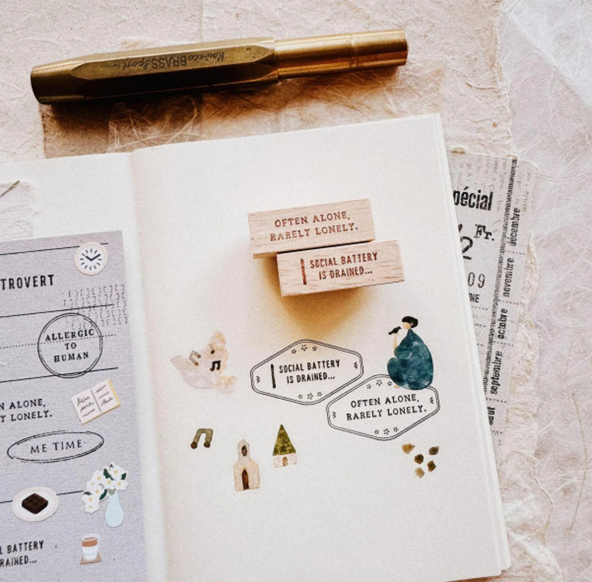 PensPapersPlanner Rubber Stamp _ Social battery is drained